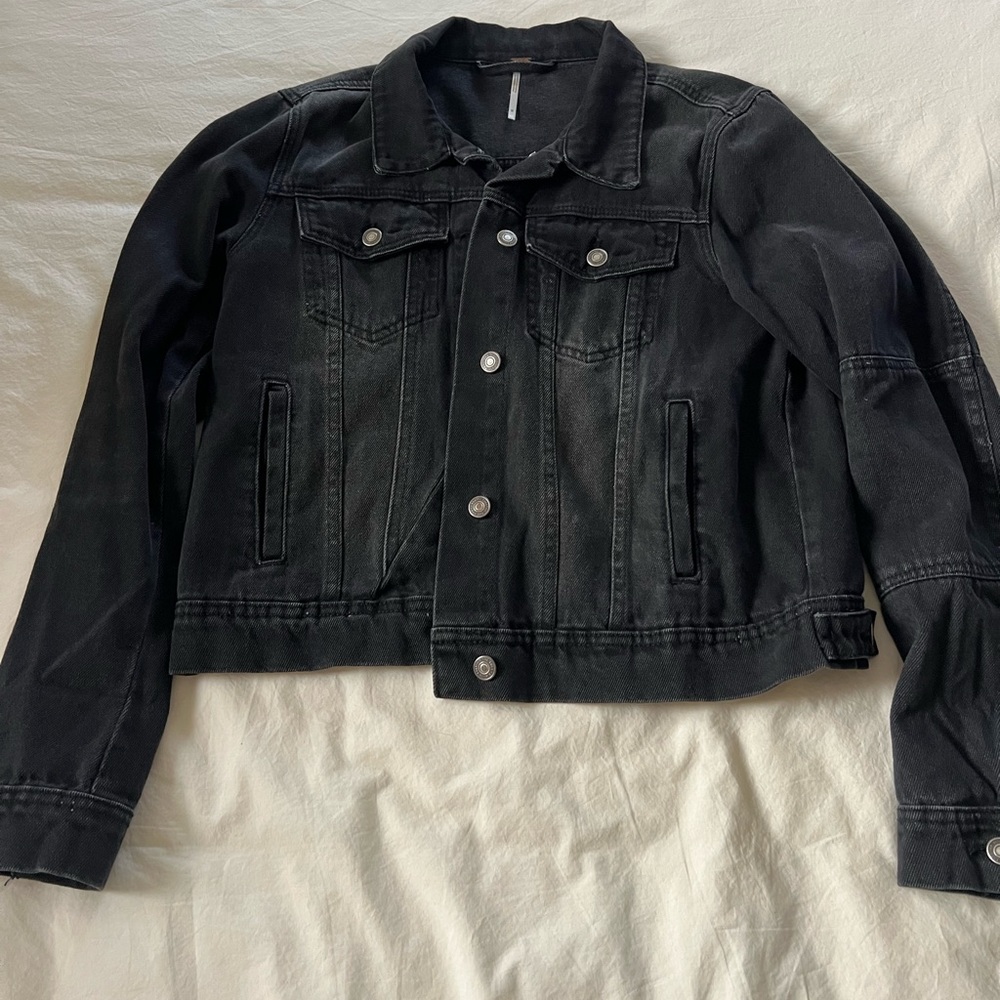 Free People - Black Denim Jacket - Picture 2 of 4